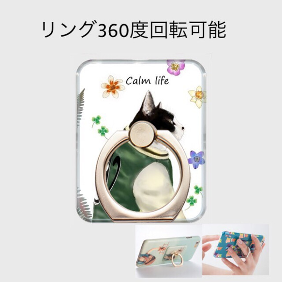 [数量限定]スマホリング 猫Calm life 1枚目の画像