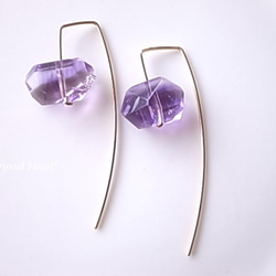 大顆粒紫水晶鉤形耳環14kgf 第2張的照片
