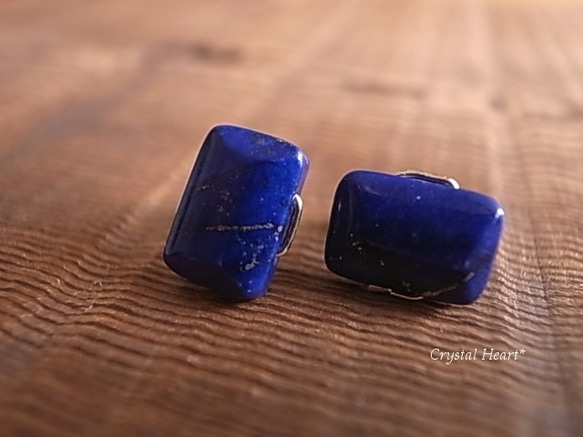 Lapis lazuli方形耳釘14kgf 第1張的照片