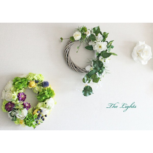 ꫛꫀꪝ爽やかホワイト＆グリーンのリース❁❀ナチュラルリース