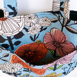 丸底トートバッグ 北欧風デザイン flower bloom (ブルーグレー) 4枚目の画像