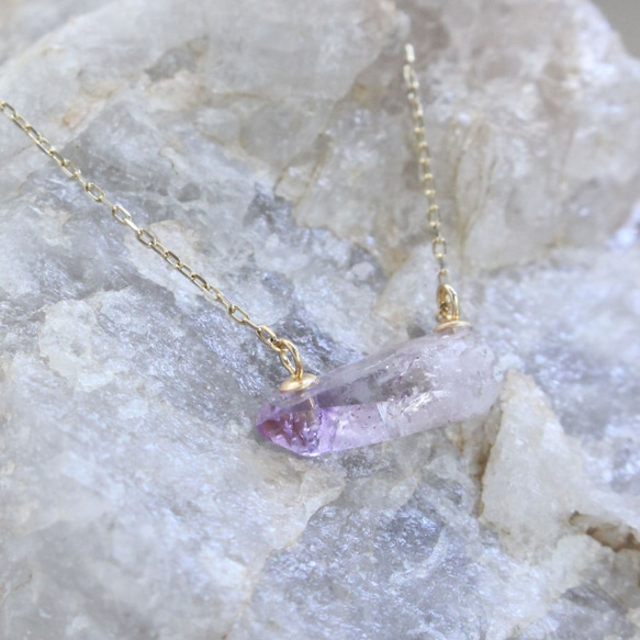 Veracruz Amethyst Rough Rock Necklace アメジストの原石ネックレス　ｗ/K10YG 1枚目の画像