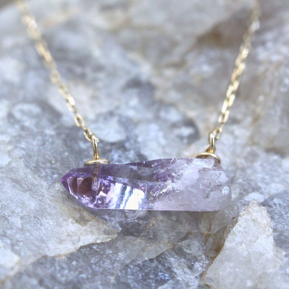 Veracruz Amethyst Rough Rock Necklace アメジストの原石ネックレス　ｗ/K10YG 4枚目の画像