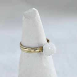 Druzy Quartz Ring ドゥルジークォーツの原石リング　ｗ/14KGF 4枚目の画像