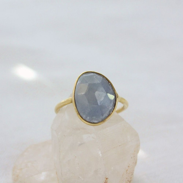 Rosecut Blue Sapphire Ring K10YG ローズカットブルーサファイヤのリング 2枚目の画像