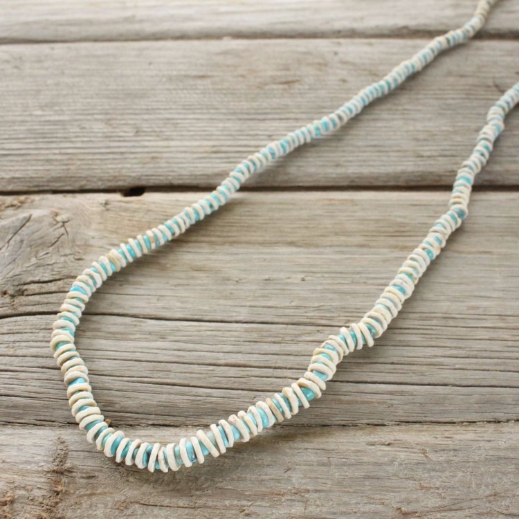 Ostrich Egg Shell w/ Sleeping Beauty Turquoise Long Necklace