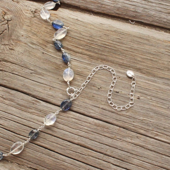 Blue Moon Stone & Kyanite Long Necklace 3枚目の画像