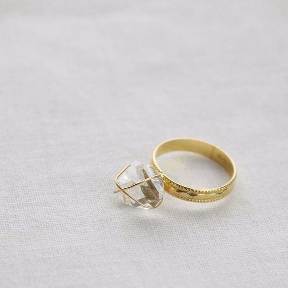 Herkimer Diamond Ring ハーキマーダイヤモンドのリング【オーダーメイド品】 1枚目の画像