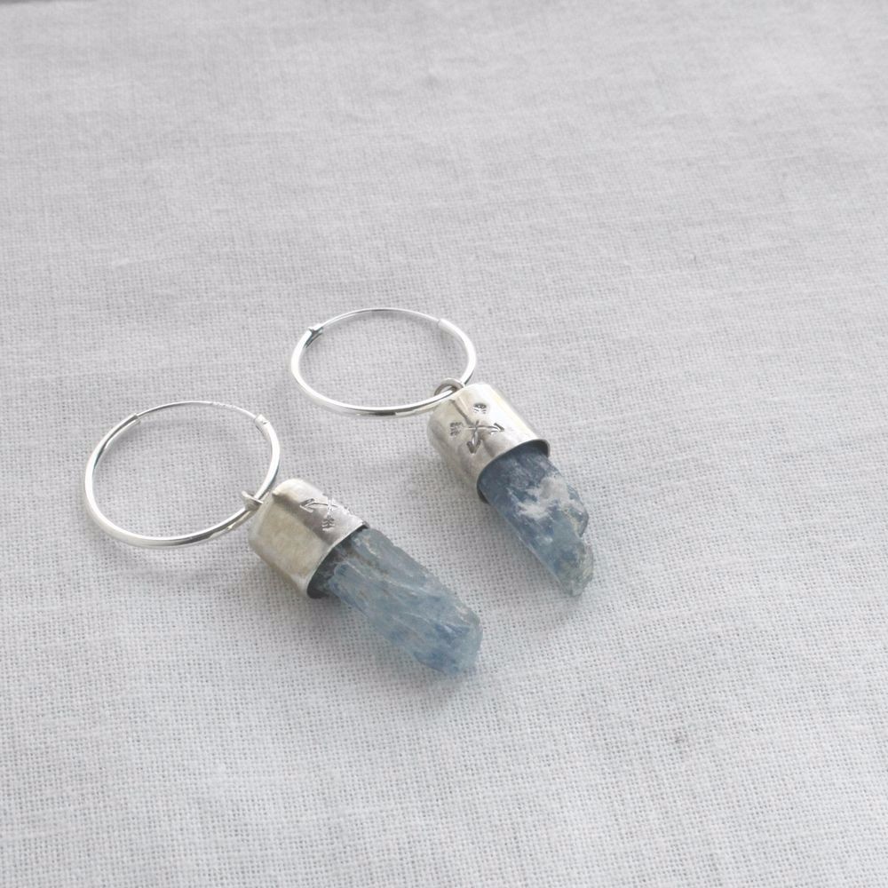 Aquamarine Hoop Pierce　Sterling Silver