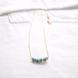 "Turquoise & Coral Necklace”　14KGF 1枚目の画像