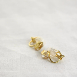 Herkimer Diamond Clip on Earrings w/JapaneseLacquer,GoldLeaf 2枚目の画像