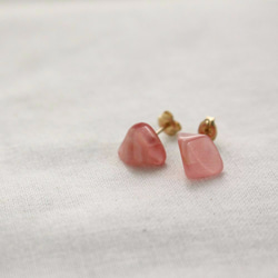 Rhodochrosite Stud Pierce w/ 14KGF ロードクロサイトのスタッドピアス 1枚目の画像