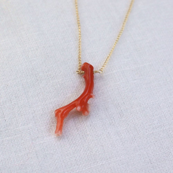 Japanese Natural Coral Necklace　天然珊瑚のネックレス　14KGF 5枚目の画像
