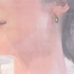 Rough Rock Green Tourmarine pierced earrings トルマリンの原石ピアスＫ18 4枚目の画像
