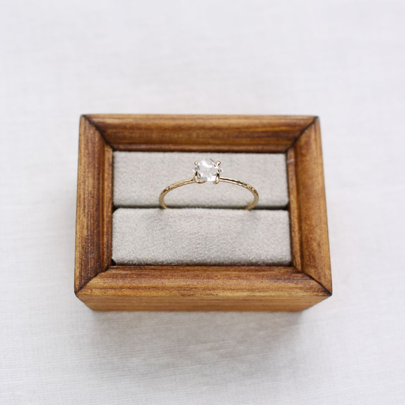 Herkimer Diamond Ring ハーキマーダイヤモンドの縄目リング　K10YG　＃9号または#11号 4枚目の画像