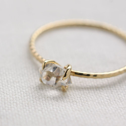 Herkimer Diamond Ring ハーキマーダイヤモンドの縄目リング　K10YG　＃9号または#11号 6枚目の画像