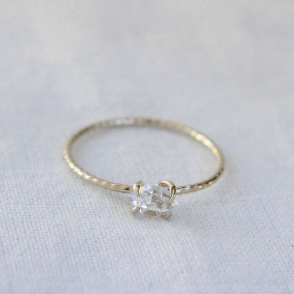 Herkimer Diamond Ring ハーキマーダイヤモンドの縄目リング　K10YG　＃9号または#11号 7枚目の画像