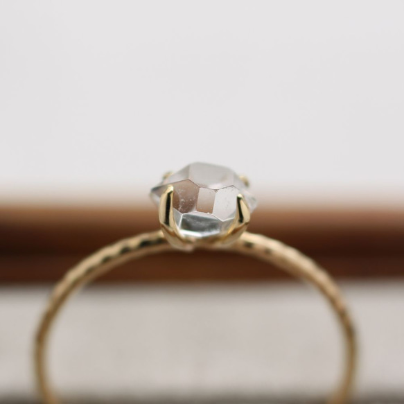 Herkimer Diamond Ring ハーキマーダイヤモンドの縄目リング　K10YG　＃9号または#11号 9枚目の画像