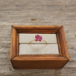 Natural Unheated Ruby rough rock Ring 天然非加熱ルビーの原石リング K10YG 2枚目の画像