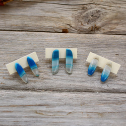 Gradation Colored Agate clip on earrings BLUE 2枚目の画像