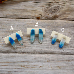 Gradation Colored Agate clip on earrings BLUE 3枚目の画像