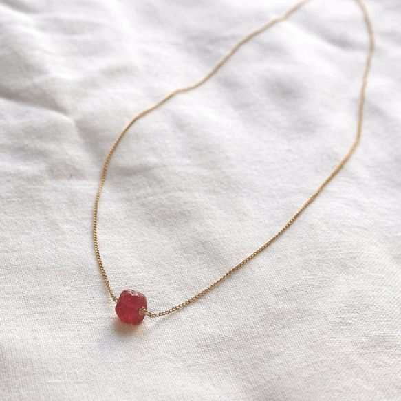 【Reserved】Rough Rock Ruby Necklace　K18Gold 1枚目の画像