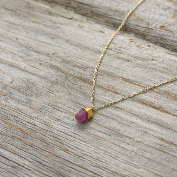 Unheated Ruby Necklace w/ JapaneseLacquer, GoldLeaf 1枚目の画像