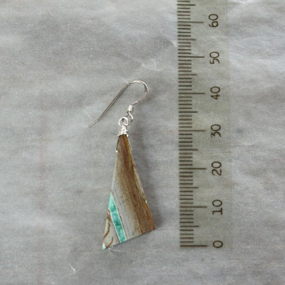 Triangle Variscite earrings ユタ州産バリサイトのピアス/イヤリング　SV925 5枚目の画像