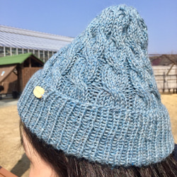 縄編み帽子とハンドウォーマーのセット 3枚目の画像