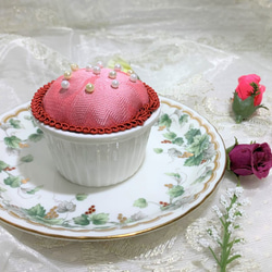 【個数限定】カップケーキみたい♡ピンクッション＜コーヒー豆使用＞（ピンク） 1枚目の画像