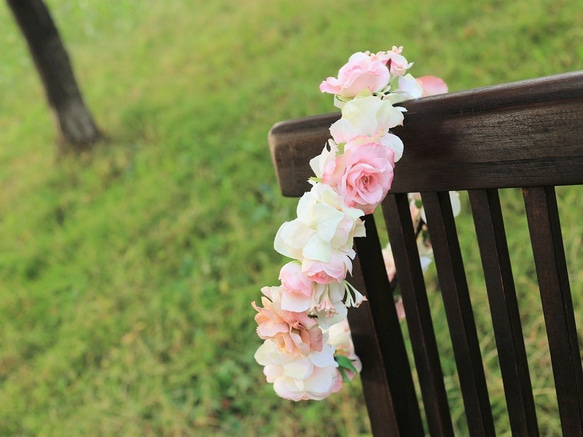 ベージュピンク×オフホワイトの花冠 3枚目の画像