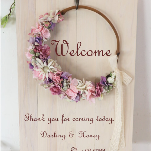 受注制作 可愛い花々たちのボードリース