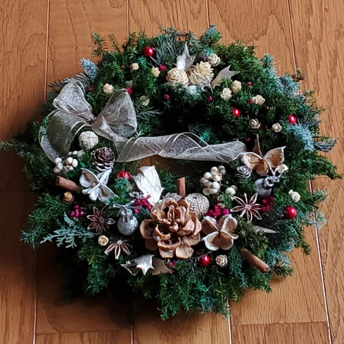 グリーンのクリスマスリース 【受注制作】(Creema限定) リース mint24