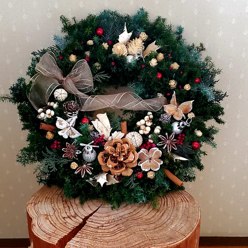 グリーンのクリスマスリース 【受注制作】(Creema限定) リース mint24