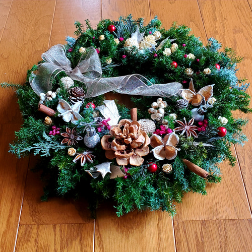 クリスマスリース　受注製作 工作ネタ】ポインセチアのクリスマスリース Poinsettia's Christmas