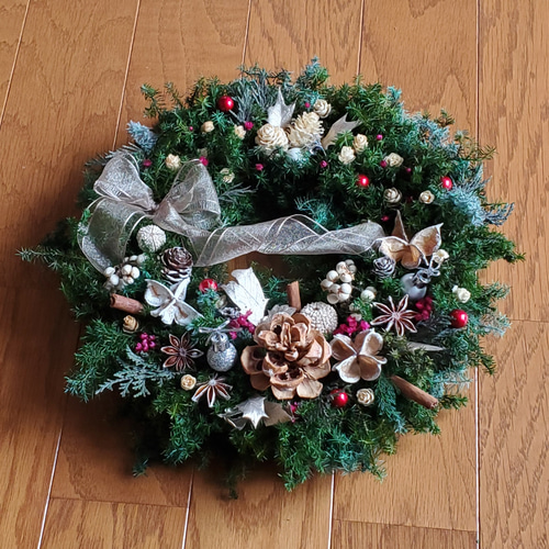 グリーンのクリスマスリース 【受注制作】(Creema限定) リース mint24