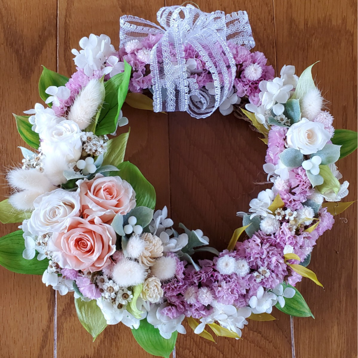 junpemi2点♡ぷくぷく鯉のぼり＆ラベンダーピンクのフラワーリース ロマンチックなリース(受注制作) 春のリース、春色、ほのぼの