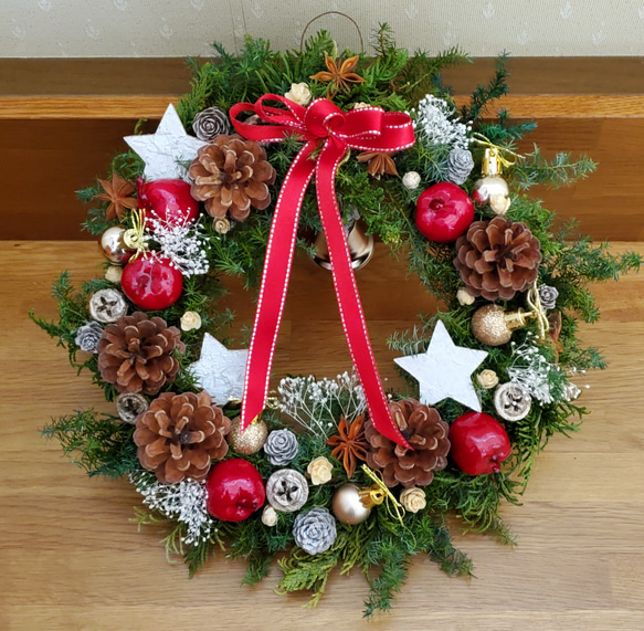 クリスマスリース　受注製作 受注制作】クリスマスリース ⓐ *↟⍋*↟ ドライフラワー kaguwa