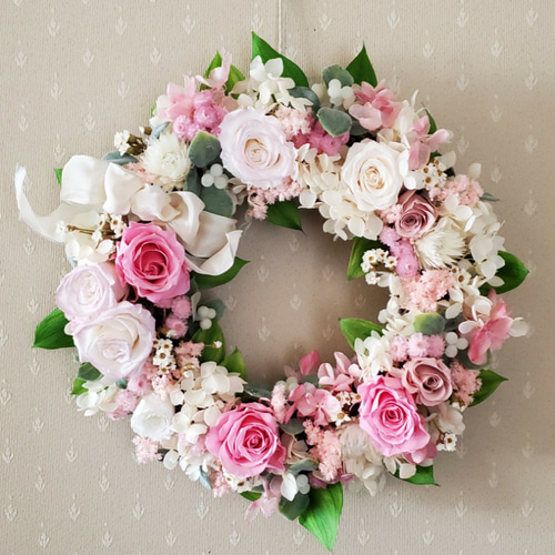 受注制作ふんわり春リース