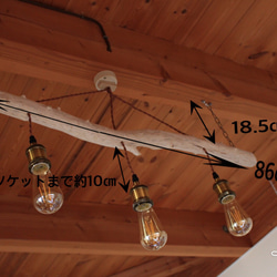 流木の照明　３灯　LEDエジソンランプ付き　③ 8枚目の画像