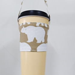 飲料杯套 環保杯套 手搖飲料袋 咖啡袋 手提袋 - 北極熊 (米咖啡底) 第1張的照片