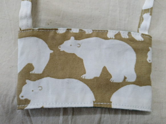 飲料杯套 環保杯套 手搖飲料袋 咖啡袋 手提袋 - 北極熊 (米咖啡底) 第2張的照片