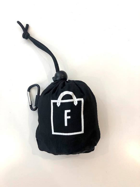 FUKURO　オリジナル　ポケッタブルエコバッグ（ブラック） 5枚目の画像