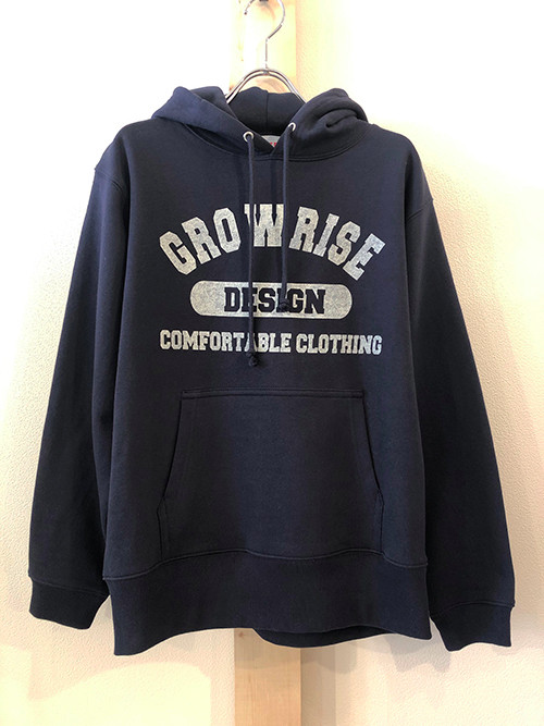 GROW RISE DESIGN　カレッジプリントパーカ（ネイビー）