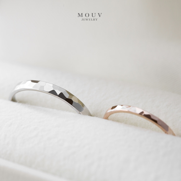 鉑金和玫瑰金鎚環 [結婚戒指] [配對] [可單件購買] “免運費” 第5張的照片