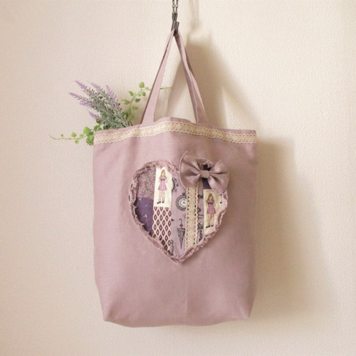 イビザハートパッチワーク手提げバッグベージュ&ブラウン イビザハートパッチワーク手提げバッグベージュ&ブラウン