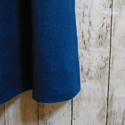 さらっとリネンのギャザースカート　ロイヤルブルー 4枚目の画像