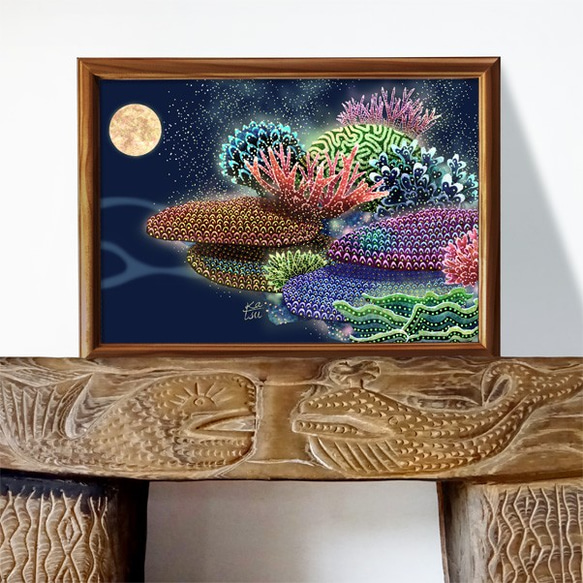 「サンゴの産卵」　石垣島　満月　　イラスト　　 2枚目の画像