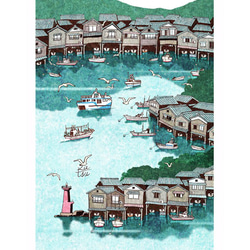 「伊根の舟屋」船のガレージ　海の京都　　イラスト 1枚目の画像