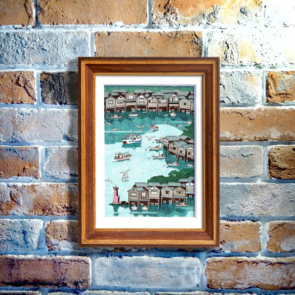 「伊根の舟屋」船のガレージ　海の京都　　イラスト 2枚目の画像